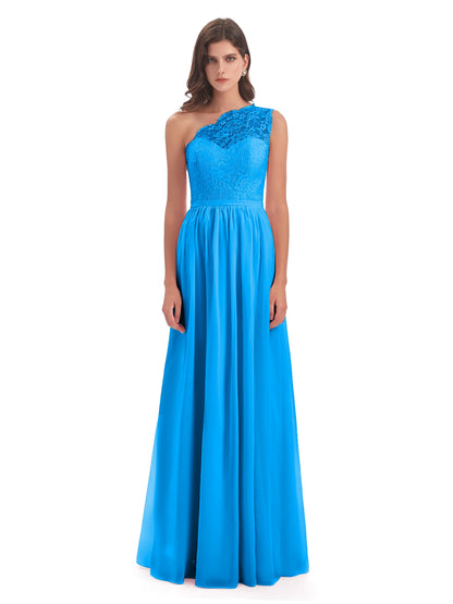 Kaiya One Shoulder Split Lace Long Bridesmaid Dresses