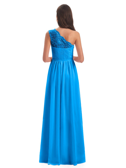 Kaiya One Shoulder Split Lace Long Bridesmaid Dresses