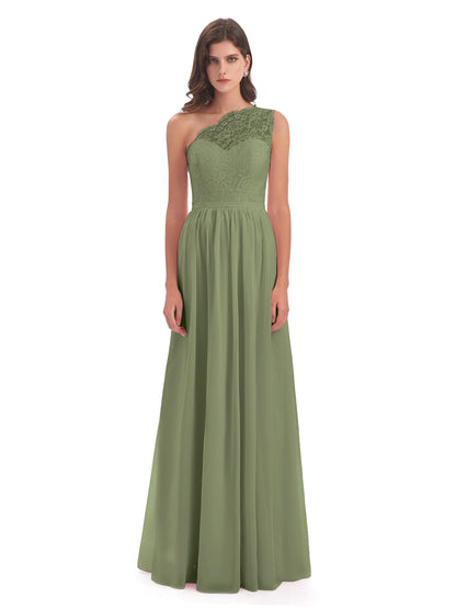 Kaiya One Shoulder Split Lace Long Bridesmaid Dresses