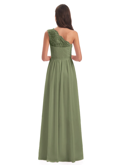 Kaiya One Shoulder Split Lace Long Bridesmaid Dresses