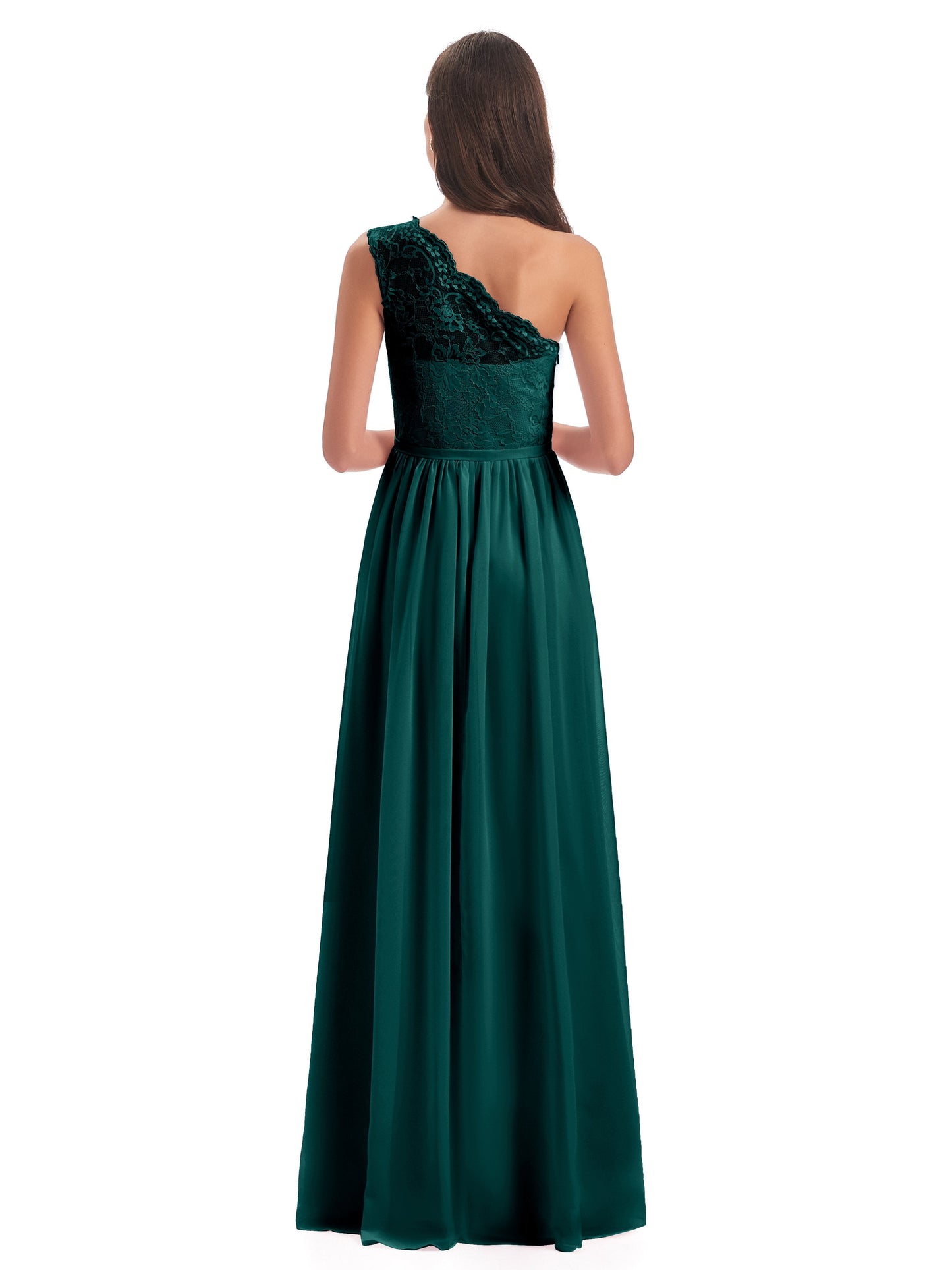 Kaiya One Shoulder Split Lace Long Bridesmaid Dresses