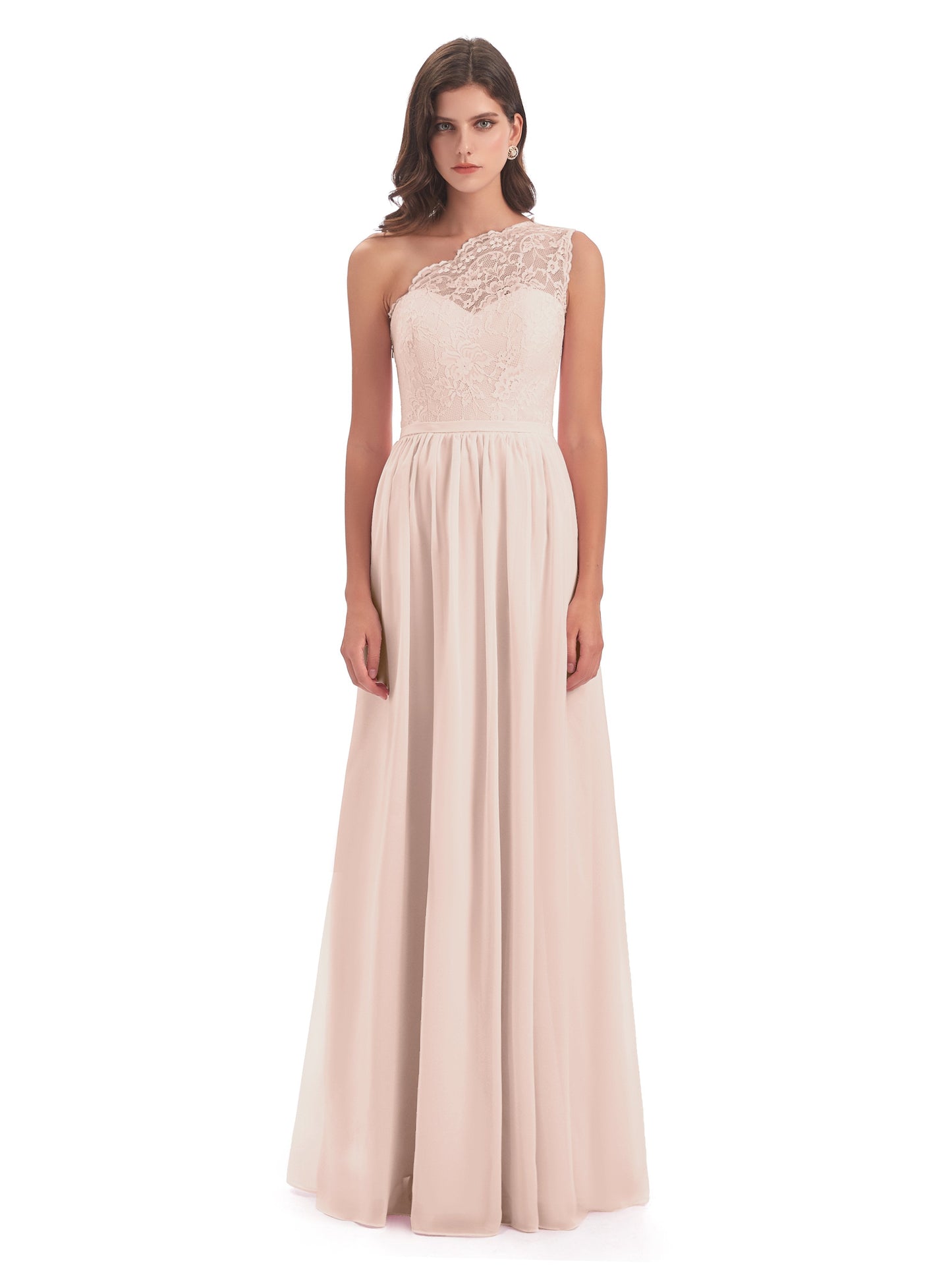 Kaiya One Shoulder Split Lace Long Bridesmaid Dresses