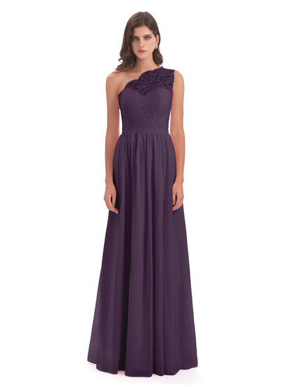 Kaiya One Shoulder Split Lace Long Bridesmaid Dresses