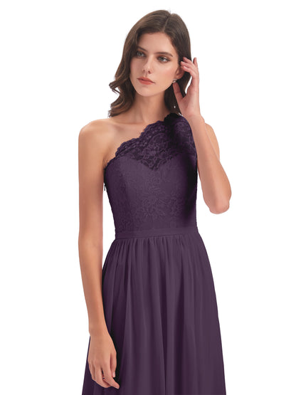 Kaiya One Shoulder Split Lace Long Bridesmaid Dresses