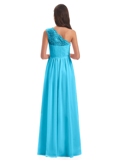 Kaiya One Shoulder Split Lace Long Bridesmaid Dresses