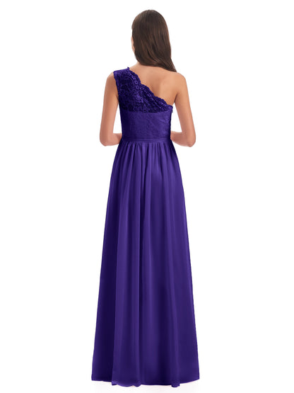 Kaiya One Shoulder Split Lace Long Bridesmaid Dresses