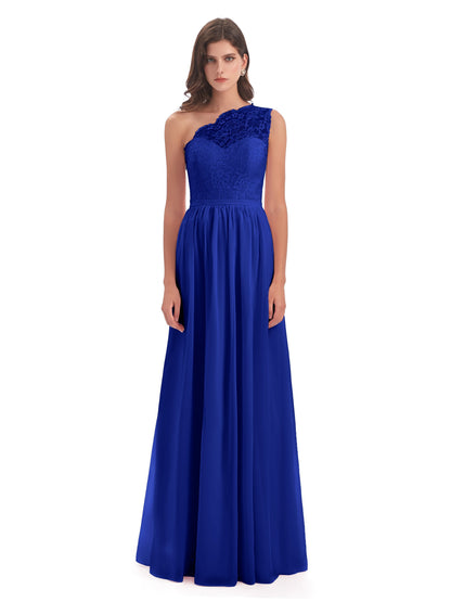 Kaiya One Shoulder Split Lace Long Bridesmaid Dresses