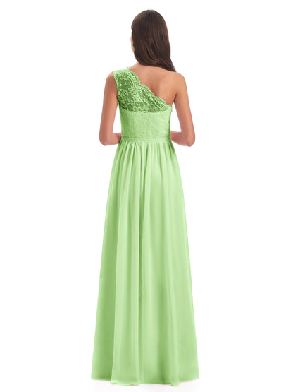 Kaiya One Shoulder Split Lace Long Bridesmaid Dresses