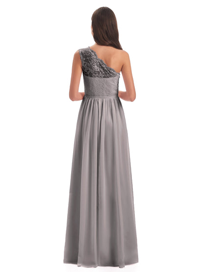 Kaiya One Shoulder Split Lace Long Bridesmaid Dresses