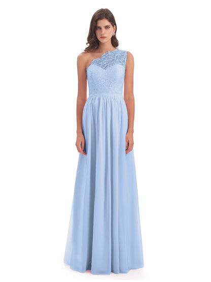 Kaiya One Shoulder Split Lace Long Bridesmaid Dresses