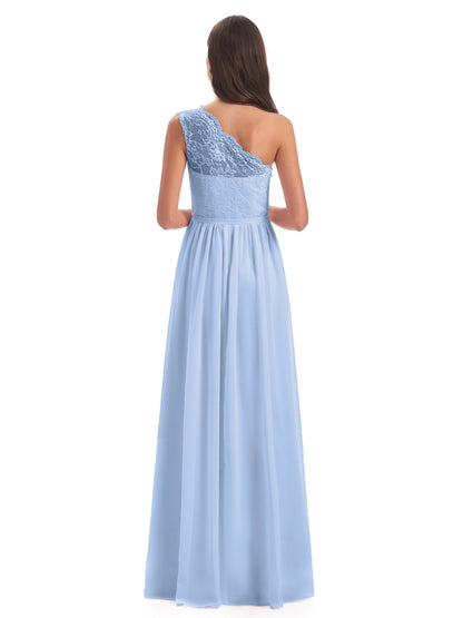 Kaiya One Shoulder Split Lace Long Bridesmaid Dresses