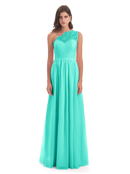 Kaiya One Shoulder Split Lace Long Bridesmaid Dresses