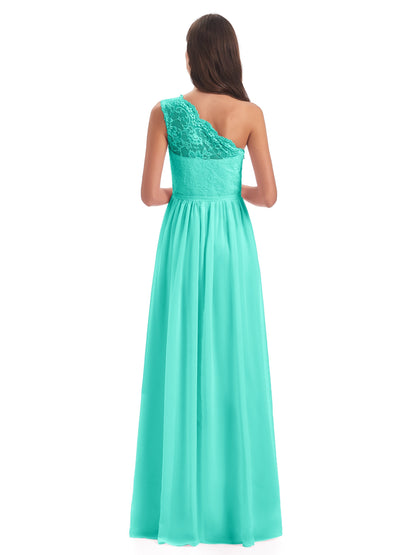 Kaiya One Shoulder Split Lace Long Bridesmaid Dresses