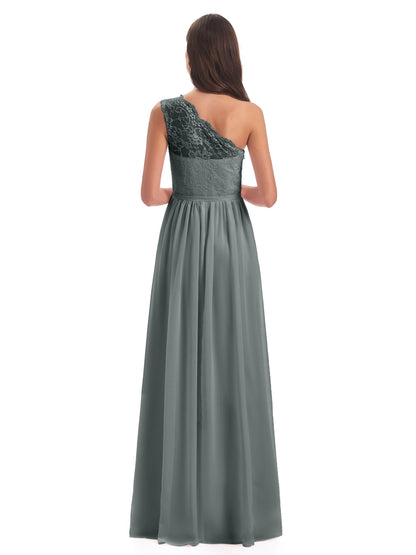 Kaiya One Shoulder Split Lace Long Bridesmaid Dresses