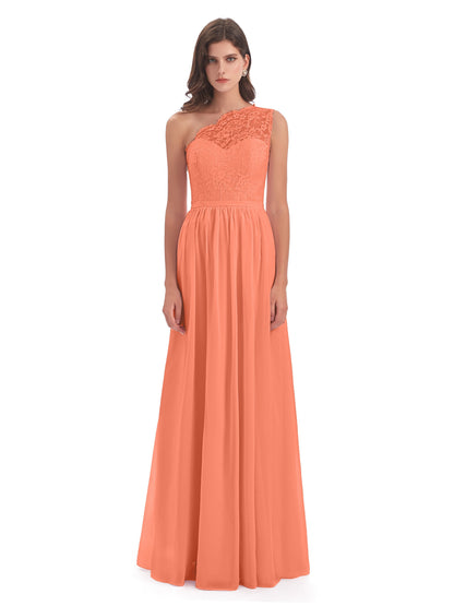 Kaiya One Shoulder Split Lace Long Bridesmaid Dresses