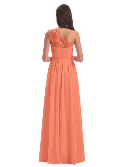 Kaiya One Shoulder Split Lace Long Bridesmaid Dresses
