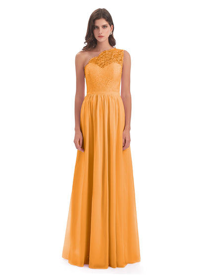 Kaiya One Shoulder Split Lace Long Bridesmaid Dresses
