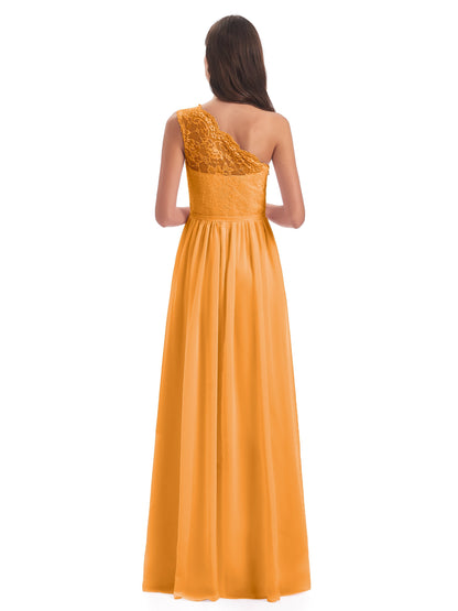 Kaiya One Shoulder Split Lace Long Bridesmaid Dresses