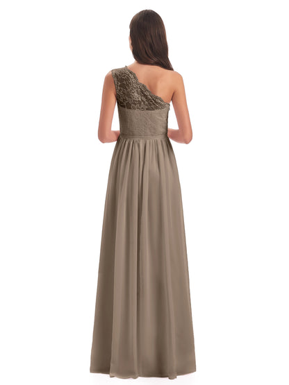Kaiya One Shoulder Split Lace Long Bridesmaid Dresses