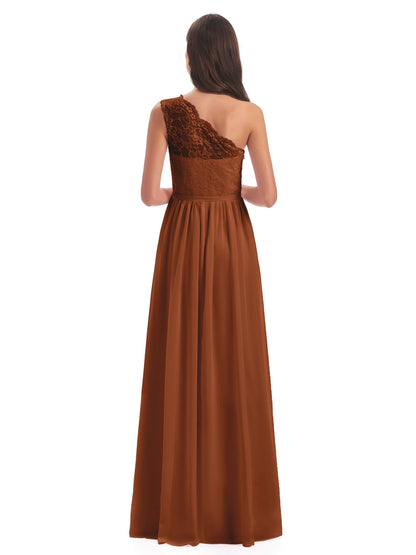 Kaiya One Shoulder Split Lace Long Bridesmaid Dresses