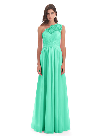 Kaiya One Shoulder Split Lace Long Bridesmaid Dresses