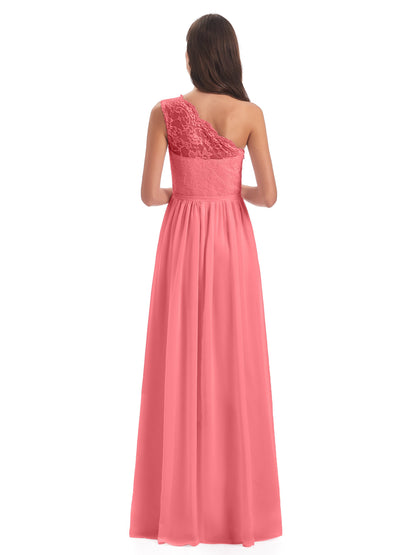 Kaiya One Shoulder Split Lace Long Bridesmaid Dresses