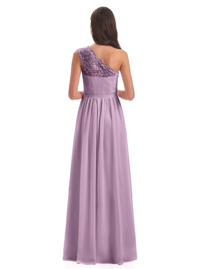 Kaiya One Shoulder Split Lace Long Bridesmaid Dresses