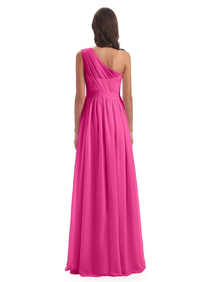 Karlie Floor Length One Shoulder Chiffon Bridesmaid Dresses