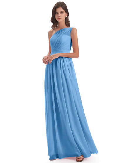 Karlie Floor Length One Shoulder Chiffon Bridesmaid Dresses