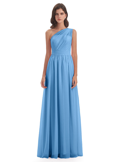 Karlie Floor Length One Shoulder Chiffon Bridesmaid Dresses