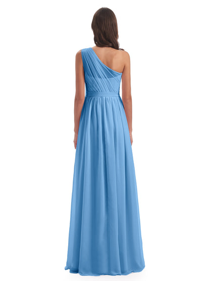 Karlie Floor Length One Shoulder Chiffon Bridesmaid Dresses