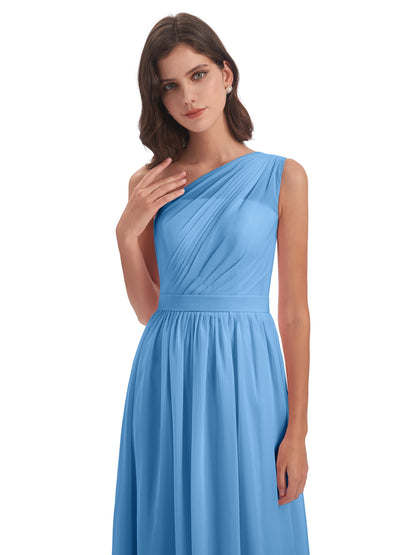 Karlie Floor Length One Shoulder Chiffon Bridesmaid Dresses