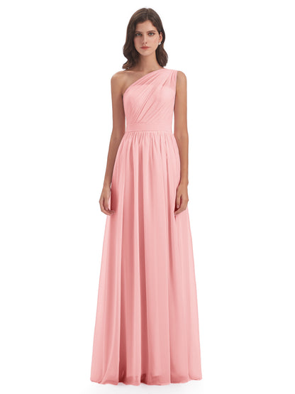 Karlie Floor Length One Shoulder Chiffon Bridesmaid Dresses