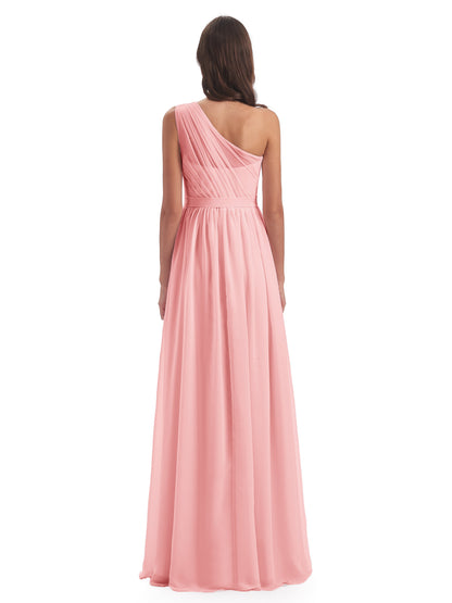 Karlie Floor Length One Shoulder Chiffon Bridesmaid Dresses