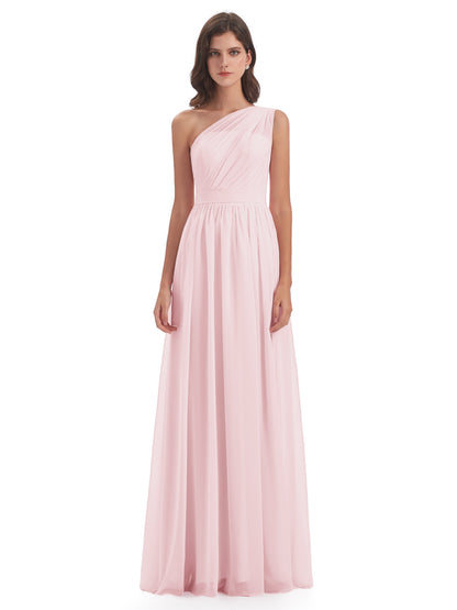 Karlie Floor Length One Shoulder Chiffon Bridesmaid Dresses