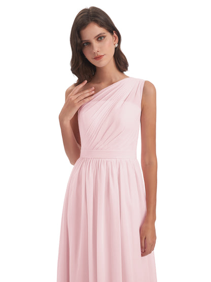 Karlie Floor Length One Shoulder Chiffon Bridesmaid Dresses