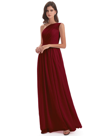 Karlie Floor Length One Shoulder Chiffon Bridesmaid Dresses