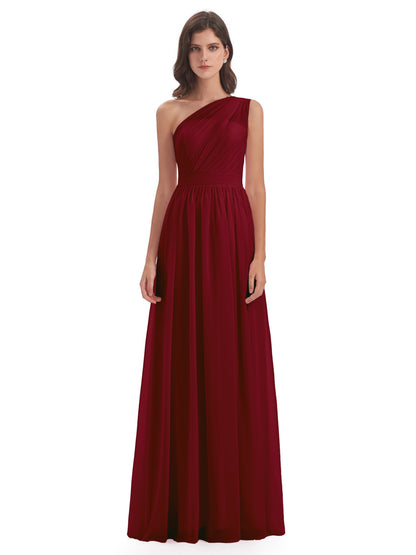 Karlie Floor Length One Shoulder Chiffon Bridesmaid Dresses