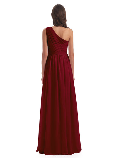 Karlie Floor Length One Shoulder Chiffon Bridesmaid Dresses