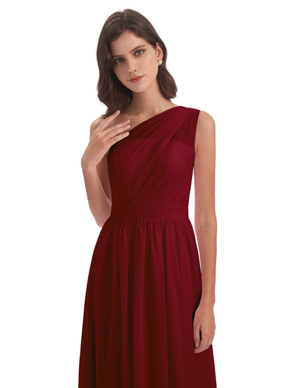 Karlie Floor Length One Shoulder Chiffon Bridesmaid Dresses