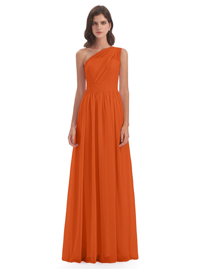 Karlie Floor Length One Shoulder Chiffon Bridesmaid Dresses
