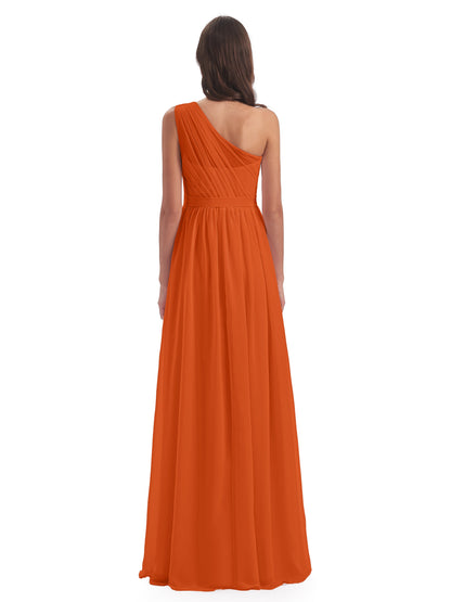 Karlie Floor Length One Shoulder Chiffon Bridesmaid Dresses