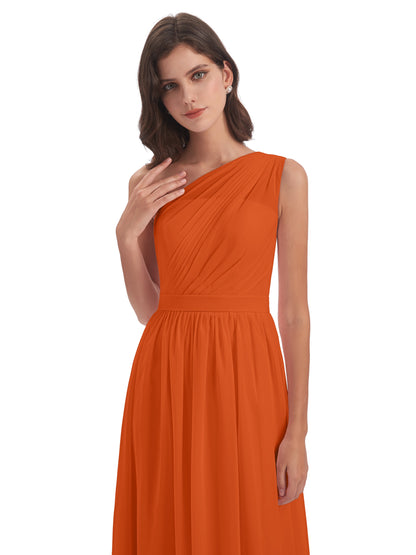 Karlie Floor Length One Shoulder Chiffon Bridesmaid Dresses
