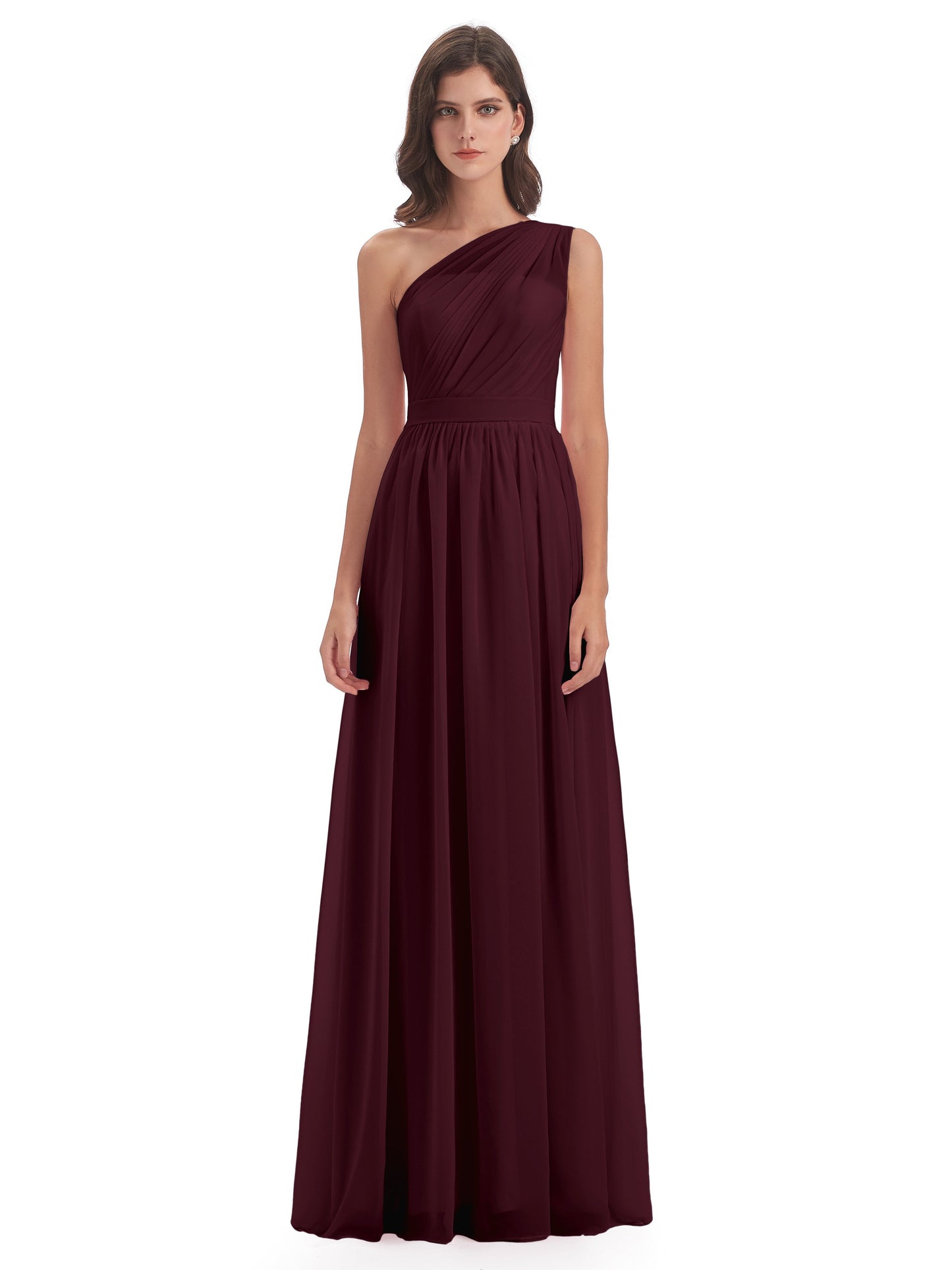 Karlie Floor Length One Shoulder Chiffon Bridesmaid Dresses