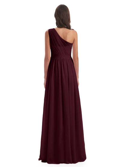 Karlie Floor Length One Shoulder Chiffon Bridesmaid Dresses