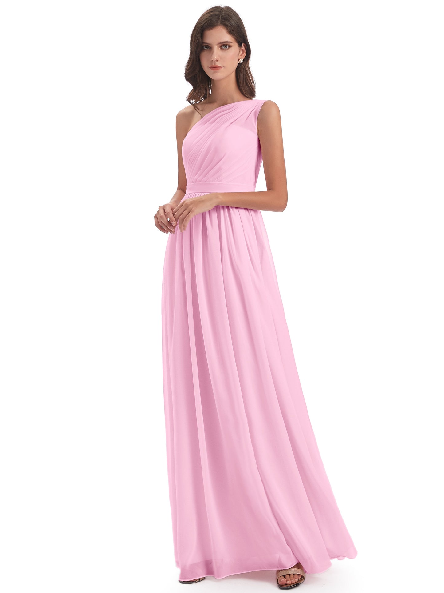 Karlie Floor Length One Shoulder Chiffon Bridesmaid Dresses