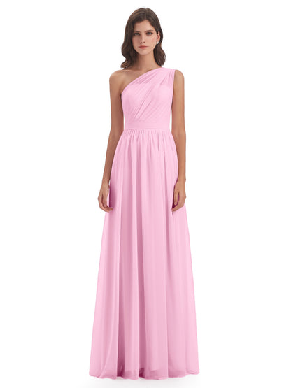 Karlie Floor Length One Shoulder Chiffon Bridesmaid Dresses