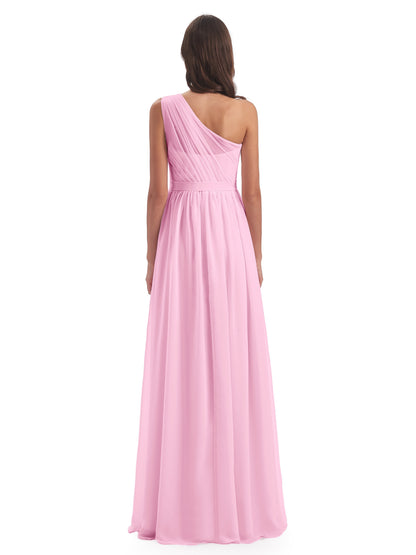 Karlie Floor Length One Shoulder Chiffon Bridesmaid Dresses