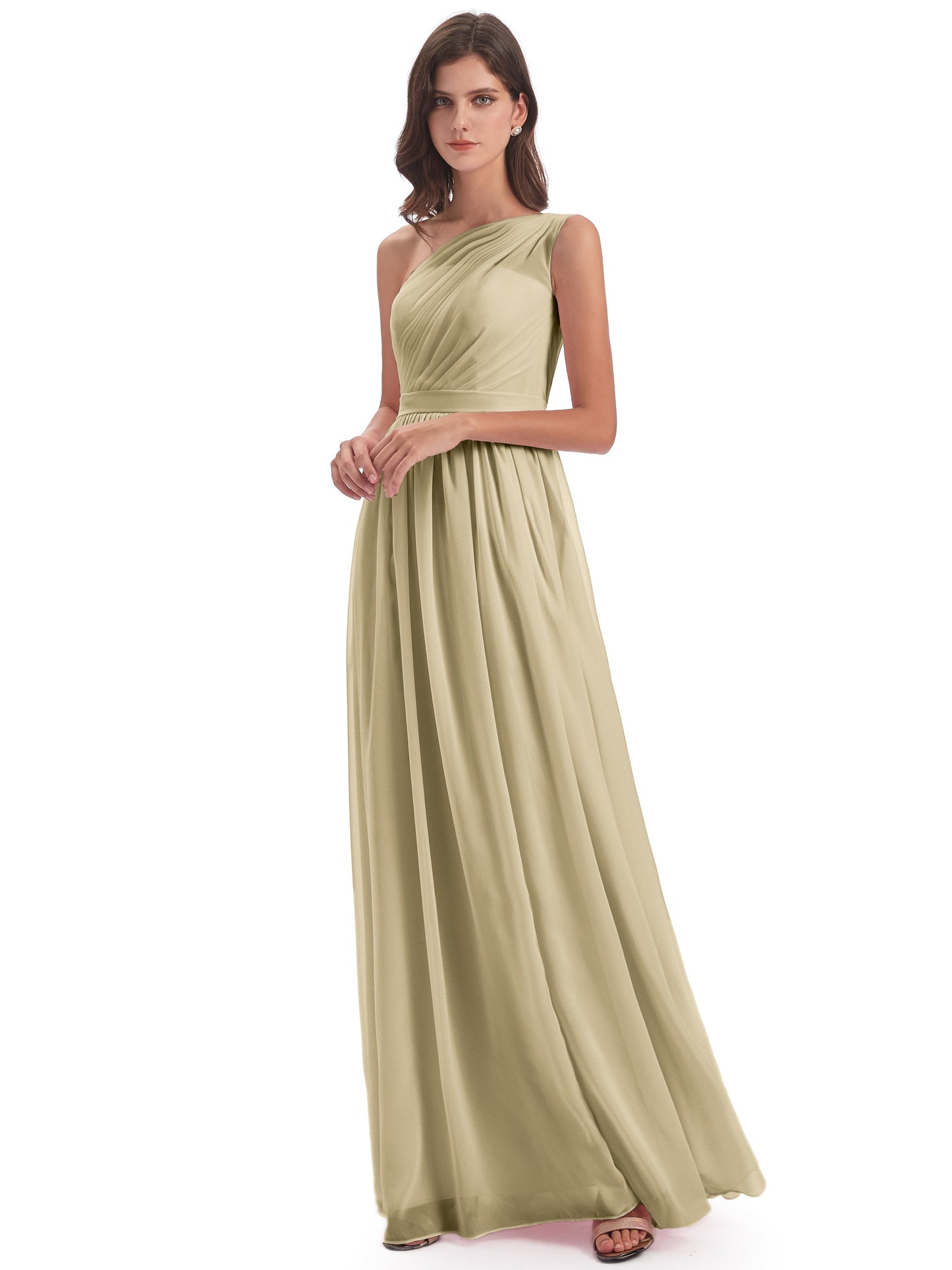 Karlie Floor Length One Shoulder Chiffon Bridesmaid Dresses