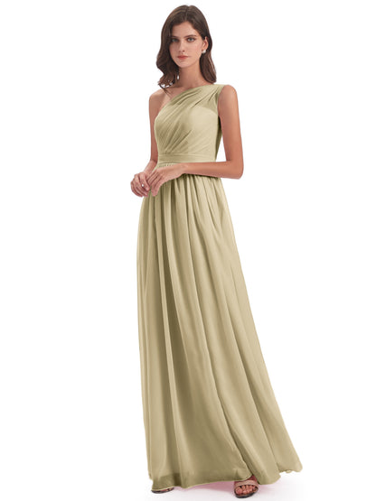 Karlie Floor Length One Shoulder Chiffon Bridesmaid Dresses